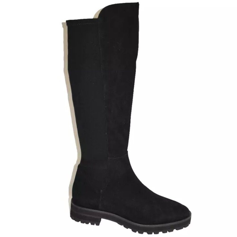 New! Stuart Weitzman 5050 Lift Knee Boot Black Stretch Suede 12 B SC078 DD439